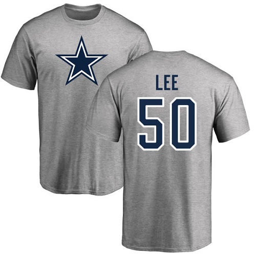 Men Dallas Cowboys Ash Sean Lee Name and Number Logo #50 Nike NFL T Shirt->dallas cowboys->NFL Jersey